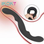 Ikoky, IKOKY Anal Butt Plug Double Ended Dildo Silicone Massager Stick Penis Wand Adult Game Sex Toys for Lesbian