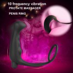 Men  Fantasy Silicone Male Prostate Massager Cock Ring Anal Vibrator Butt Plug for Men, Adult Erotic Anal Sex Toys