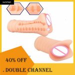 Men Realistic Vagina Anus Double Channel Pocket Pussy Male Masturbator Erotic Sex Toys Sex Shop Products for Adults Toys