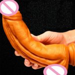 Big Dildo 25cm x 6cm Super Soft Silicone Female Masturbator Cock Golden Penis Adult Sex Toys Gay Anal Dildo for Women
