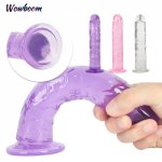Wowboom Erotic Soft Jelly Dildo Anal Butt Plug Realistic Penis Strong Suction Cup Dick Toy for Adult G-spot Orgasm Sex Toys