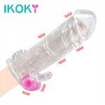 Ikoky, IKOKY Delayed Ejaculation Reusable Condom Sex Toys For Men G-spot Cock Sleeve Penis Sleeve Vibrator Penis Rings Enlargement