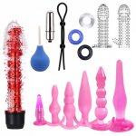 15pcs Butt Plug Dildo Ring Sleeve Manual Stimulation Adult Sex Toy for Women Men Lesbian Couples Pleasure