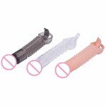 Vibrating Penis Sleeve Reusable Condoms Time Delay Ejaculation Penis Extender Vibrator Sleeve Cock Rings Condom Sex Toys For Men