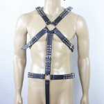 Male Body Bondage Harness Leather Suit Bondage Gear With Penis Ring Cockring Adult Sex Products Fetish Strap On Harness BDSM Toy