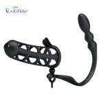 Orissi, ORISSI Silicone Cock Cage Penis Sleeve With Butt Plug Anal Beads Adult Sex Products Male Prostate Massager Sex Toy For Men