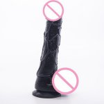 Black 7.5 Inches Realistic Dildo Waterproof Flexible penis with textured shaft and strong suction cup Sex toy for women