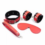 3pcs/set Leather bondage restraints handcuffs slave collar blindfold eye mask adult games bdsm fetish sex toys for couples
