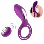 Male Vibrating Penis Ring Delay Ejaculation Cock Ring Remote Control G spot Stimulator Double Ring Vibrator Sex Toys for Men