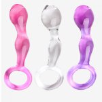Glass Butt Plug Crystal g Spot Stimulation Glass Dildo with Ring Prostate Massager Female Masturbation sex toy for couple