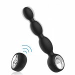 Vibrating Anal Prostate Massager with Beads Male Remote Control G Spot Vibrator Anal Butt Plugs with Dual Powerful Motors