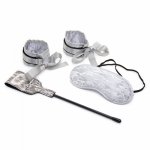 3Pcs/set Lace Erotic Toys Blindfold Handcuffs Whip Adults Dog Slave Femdom Games BDSM Bundled Gray Temperament Sex Flirting Toys