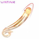 VATINE Sex Toys for Women Vagina Massage Female Masturbation  Dildo Fake Penis Butt  Golden Glass Crystal Anal Plug