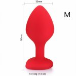 MaryXiong M Size Red Heart Silicone Anal Plugs Butt Plug Jeweled Anal Beads Adult Sex Toys for Men Gay Women Couple Anal Trainer