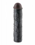 Mega gruba przedłużka penisa cyberskóra (+7,5cm) czarny | 100% dyskrecji | bezpieczne zakupy