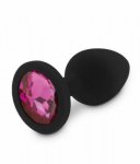 Korek analny silikonowy z kryształkiem m czarno-różowy | 100% dyskrecji | bezpieczne zakupy