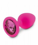 Korek analny silikonowy z kryształkiem m różowy | 100% dyskrecji | bezpieczne zakupy