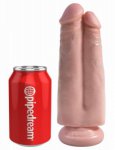 Dildo na przyssawce z dwa penisy - jeden otwór 17cm cielisty | 100% dyskrecji | bezpieczne zakupy