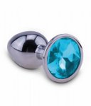 Metalowa wtyczka analna z kryształkiem rozm. l niebieski | 100% dyskrecji | bezpieczne zakupy