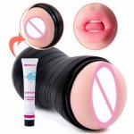 Male Masturbator Cup Realistic Mouth Oral Sex Toys Vagina Anal Pussy Teeth Tongue Two Channel Masturbation Sex toys for Men