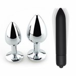Metal Crystal Anal Plug Bullet Vibtaort Stainless Steel Jewelled Anal Butt Plug  Vibrator Sex Toys Products for Men Couples