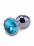 Metalowa wtyczka analna z kryształkiem rozm. m niebieski | 100% dyskrecji | bezpieczne zakupy