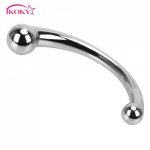 Ikoky, IKOKY Anal Plug Double Head Adult Sex Products Female Masturbation Sex Toys for Women Stainless Steel Prostate Massage