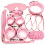 7PCS/Set Pink and Black BDSM Bondage Sex Toys for Couples Exotic Accessories PU Leather Sexy Handcuffs Whip Rope Sex Products