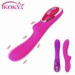 Ikoky, IKOKY Magnetic Charging AV Vibrators Clitoris Stimulator Waterproof Vibrator Wand Massager  G-Spot 10 Frequency Vibrating Dildo