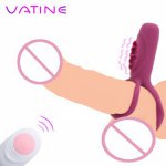 VATINE Penis Ring Vibrator Dual Vibrating Cock Ring Delay Ejaculation G spot Stimulator Adult Sex Toys for Men Couple