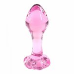 New Pink Glass Crystal Flower Butt Plug Dildo Prostate Massager Masturbation Stimulator Adult Sex Toys