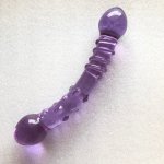 New Double Ended Crystal Purple Glass Dildo Prostate Massage Anal Artificial Penis Granule and Spiral G Spot Sex Toys for Woman