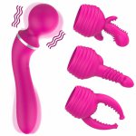 10 Mode Double head Dildo Vibrator for Women with 3 headgears G Spot massage anal vaginal Adult Sex Toy Lick Clitoris Stimulator