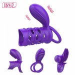 Delayed Ejaculation Penis Ring Sleeve Vibrator USB Charging Soft Cock Ring Vibrating Dick Sex Vibrator For Men Delay Cock Ring