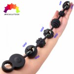 3 Motors Powerful Vibrators Anal Beads Silicone Prostate Massager Super Long Butt Plug Soft Deep Vibration Exercise Plug
