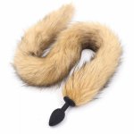 Fox, Silicone Anal Plug Fox Tail Plush Tails Smooth Butt Bead Plug Insert Stopper Set,Cosplay SM Sex Toys For Woman Couples Adults