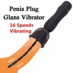 Silicone 16 Speeds Vibrator Male Penis Plug Urethral Catheter Delay Training Glans Stimulator Sex Toys for Gay Men Masturbator