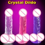 Hieha Sex Toy for Woman Crystal Dildo TPE  Penis Artificial Dick with Suction Cup Big Realistic Dildo Female Vagina Masturbator