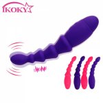 IKOKY 10 Speed Vibrator Anal Plug Butt Bead Vaginal Stimulator Prostate Massage Bending Masturbation Sex Toys for Women Men