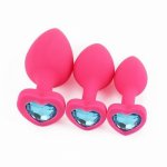 Heart-shape Silicone Posterior Anal Plug Adult Health Toy Silicone Massage Anal Massager With Diamond