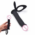 Black Silicone Strap On Penis Anal Plug, Double Penetration Sex Toys Penis Strapon Anal Dildo, Adult Products for Beginner