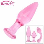 Ikoky, IKOKY Prostate Massage Sex Toy for Women Pink Crystal Butt Plug Erotic Glass Anal Plug Adult Products Female Masturbation