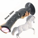 Horse Dildo Dick with Strong Suction Cup Ribbed Big Sex Toys for Women Flirt Sex Products Huge Penis Animal 13.8 Inch Health PVC