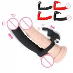 7-Frequency Double Penetration Cock Vibrator Ring Strapon Dildo Sex Toy for Couple Prostate Massager Masturbation Device