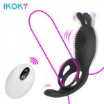 IKOKY Vibrating Penis Ring Clitoris Stimulation Sex Toys For Two Adults Anal Plug Vagina Sex Toys For Couples Remote Control