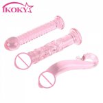 IKOKY Adult Sex Toys for Women Men Gay Fake Penis Masturbation Crystal Glass Dildo Adult Products Sex Toys for Men Women Pink