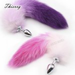 Thierry 3 size Real fox tail Anal Plug Sex Toys Metal Anal butt Plug fetish Female Adult Products for roleplay and  adult games