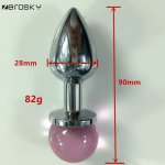 Zerosky, Glass Ball Butt Plug Sex Toys for Women Metal Anal Plug Beads G Spot Massage Adults Games 2017 New Zerosky