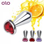 OLO Anal Plug Heart Shaped Crystal Jewelry Metal Butt Plug Prostate Massager Erotic Sex Toys for Men Women Masturbation