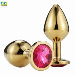 Bestco 18+ Anal Plug Stainless Steel Gold Color Stimulate Massage Butt Trainer G-Spot SM Adult Erotic Sex Toys for Women/Man